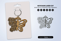 Floral Butterfly Keychain Laser Cut SVG Product Image 2