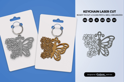 Floral Butterfly Keychain Laser Cut SVG Product Image 1