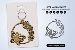 Floral Butterfly Keychain Laser Cut SVG Product Image 2