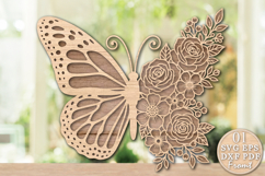 Floral Butterfly Laser Cut SVG Design Product Image 1