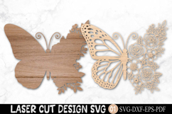 Floral Butterfly Laser Cut SVG Design Product Image 2