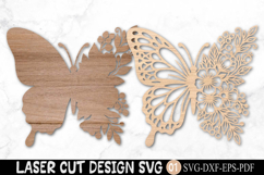 Floral Butterfly Laser Cut SVG Design Product Image 3