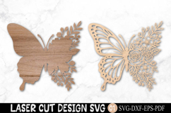 Floral Butterfly Laser Cut SVG Design Product Image 2