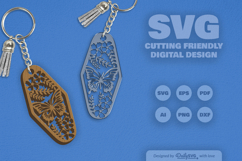 Floral Butterfly Motel Keychain Laser Cut SVG Product Image 2
