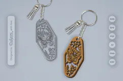 Floral Butterfly Motel Keychain Laser Cut SVG Product Image 1