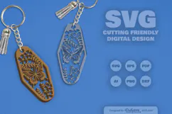 Floral Butterfly Motel Keychain Laser Cut SVG Product Image 2
