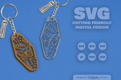 Floral Butterfly Motel Keychain Laser Cut SVG Product Image 2