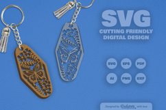Floral Butterfly Motel Keychain Laser Cut SVG Product Image 2