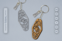 Floral Butterfly Motel Keychain SVG Product Image 1