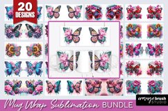 Floral Butterfly Mug Wrap Bundle - Flowers Mug Sublimation