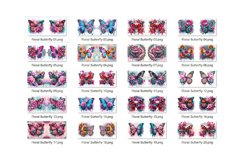 Floral Butterfly Mug Wrap Bundle - Flowers Mug Sublimation