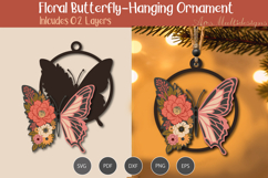 Hanging Floral butterfly Ornament SVG Product Image 2