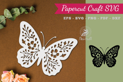 Floral Butterfly Paper Cut SVG Product Image 1