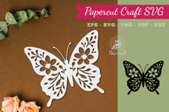 Floral Butterfly Paper Cut SVG Product Image 1