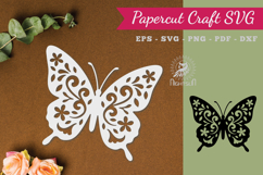 Floral Butterfly Paper Cut SVG Product Image 1