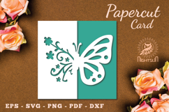 Floral Butterfly Papercut Card SVG Product Image 1