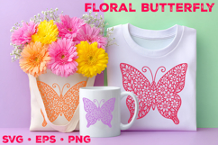 Floral Butterfly SVG Design, Botanical Butterfly Silhouette Product Image 1