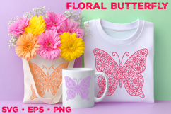 Floral Butterfly SVG Design, Botanical Butterfly Silhouette Product Image 1