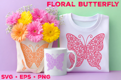 Floral Butterfly SVG Design, Botanical Butterfly Silhouette Product Image 1