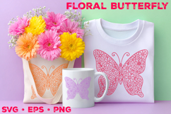 Floral Butterfly SVG Design, Botanical Butterfly Silhouette Product Image 1