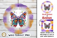 Floral Butterfly Purple Wind Spinner 10 x10 Sublimation PNG Product Image 1