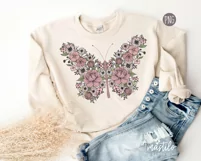 floral butterfly sublimation design by Mastilo Designs
