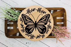 Floral Butterfly SVG Silhouette Design with Leaves Frame for Cricut and Silhouette Cutting Machines