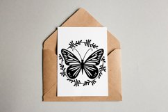 Floral Butterfly SVG Silhouette Design with Leaves Frame for Cricut and Silhouette Cutting Machines