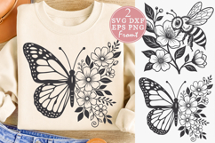 Floral Butterfly SVG, Honey Bee Floral PNG Product Image 1
