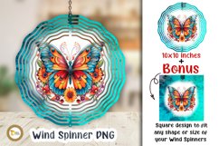 Floral Butterfly Turquoise Wind Spinner 10 x10 PNG Product Image 1