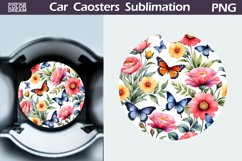 Flowers Butterfly Car Coaster | Floral Butterfly Car Coaster Product Image 1