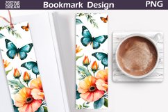 Butterfly Flowers Bookmark | Watercolor Floral Bookmark Product Image 1