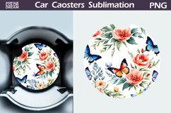 Flowers Butterfly Car Coaster | Floral Butterfly Car Coaster Product Image 1