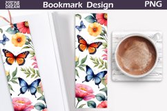 Butterfly Flowers Bookmark | Watercolor Floral Bookmark Product Image 1