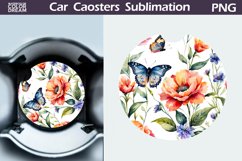 Flowers Butterfly Car Coaster | Floral Butterfly Car Coaster Product Image 1
