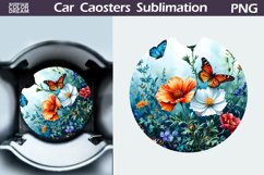 Flowers Butterfly Car Coaster | Floral Butterfly Car Coaster Product Image 1