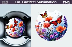 Flowers Butterfly Car Coaster | Floral Butterfly Car Coaster Product Image 1