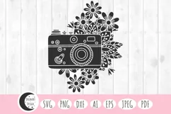 floral camera svg