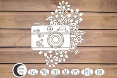 floral camera svg