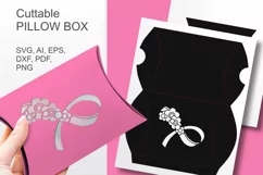 Floral Cancer Awareness Ribbon Pillow Favor Box Paper Cut 