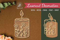 Floral Candle Laser Cut Decoration Product Image 1