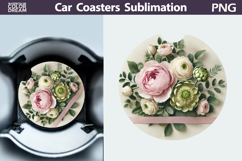 Soft Floral Car Coaster | Elegant Spring Sublimation Product Image 1