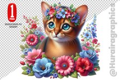 Floral Cat Clipart - PNG File Product Image 1