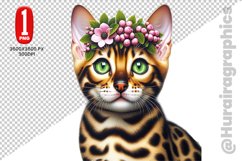 Floral Cat Clipart - PNG File Product Image 1