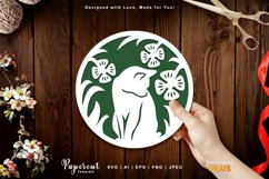 Floral Cat Round Card Papercut Product Image 1