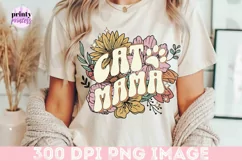 Cat Mama png, Floral Pet Sublimation Design Product Image 2