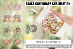 Floral Cat Motherhood Art Glass Can Product Image 1