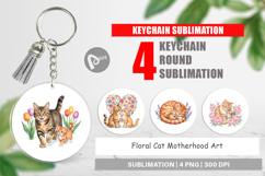 Floral Cat Motherhood Art Keychain Product Image 1