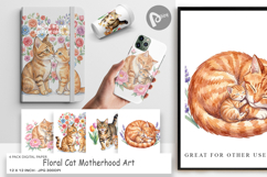 Floral Cat Motherhood Art Digital Paper Product Image 1