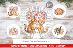 Floral Cat Motherhood Wind Spinner Product Image 1